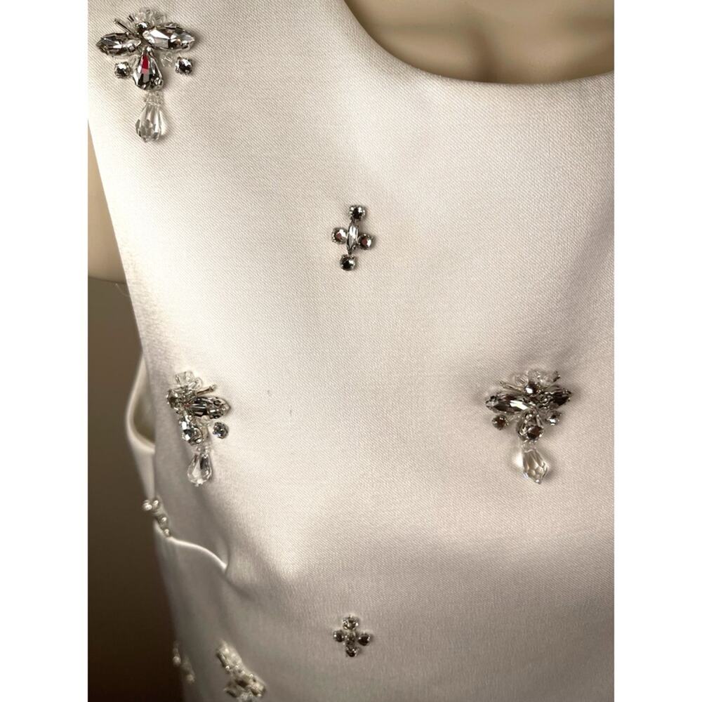 RETROFETE Tylee Crystal Embellished Satin White Mini Dress Size XS - Picture 8 of 16
